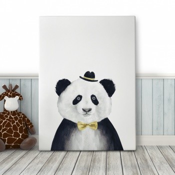Foto op canvas The panda with a hat