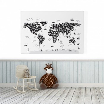 Foto op canvas The animal map grayscale